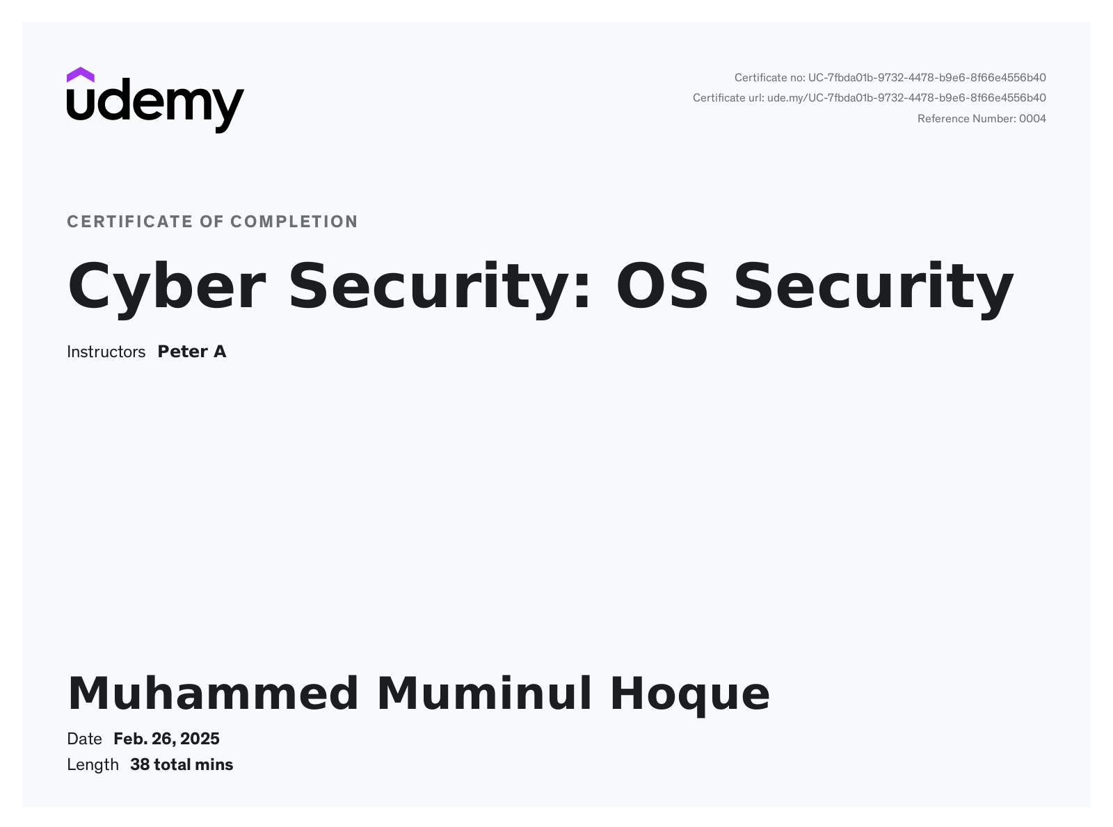 OS Security Certificate